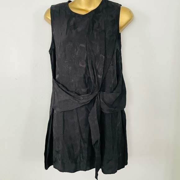 ZARA Black Sleeveless Mini Dress XS | Belted Waist Chic Cocktail Party - Picture 3 of 9